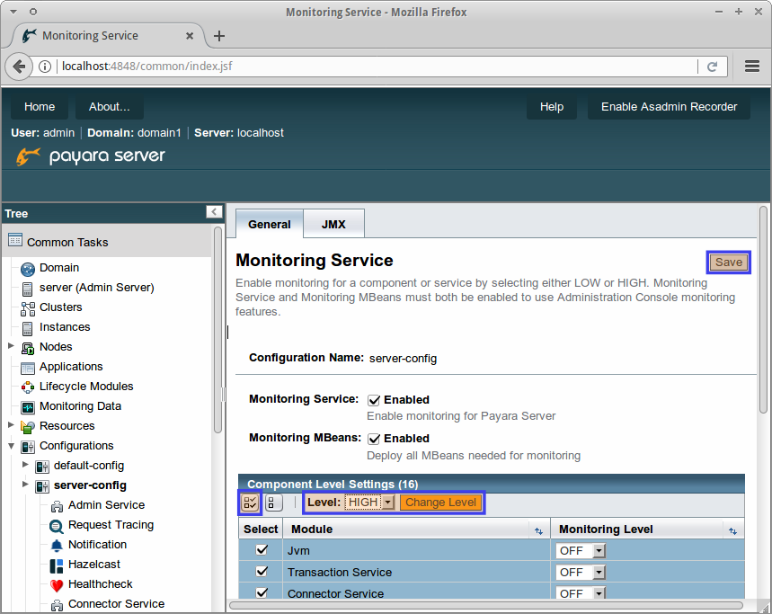 Enable HIGH levels of monitoring