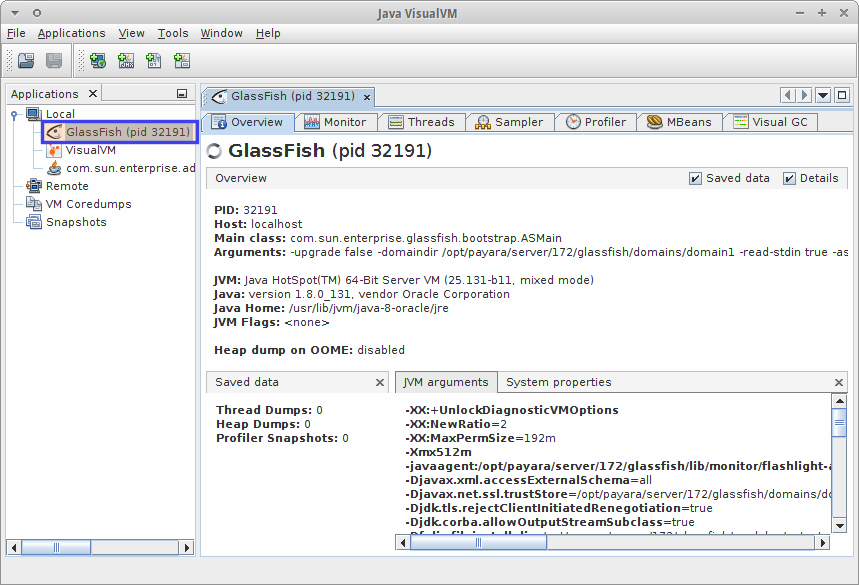 Payara Server in VisualVM