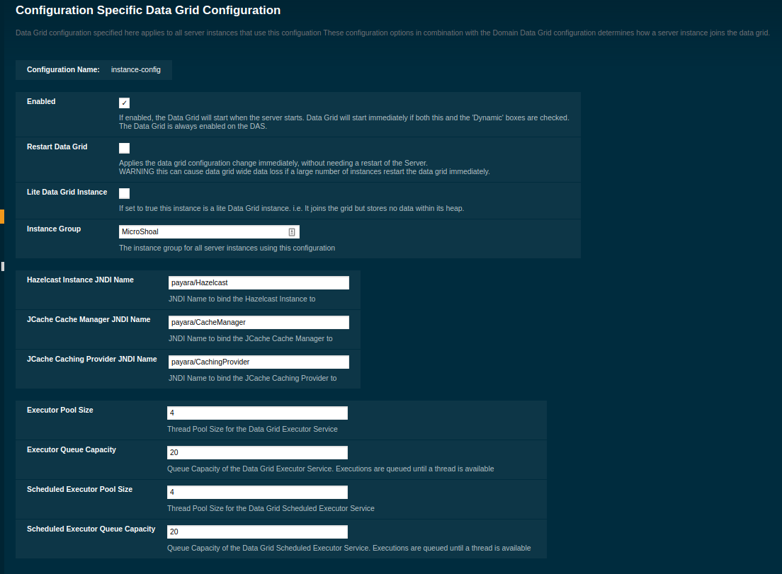Data Grid Domain Wide Options