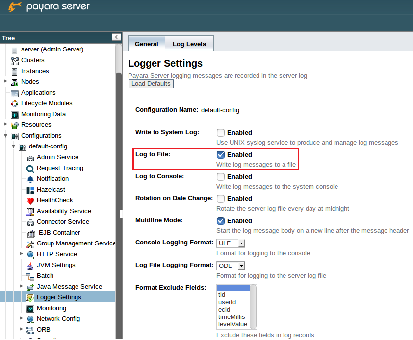 Log to File enabled