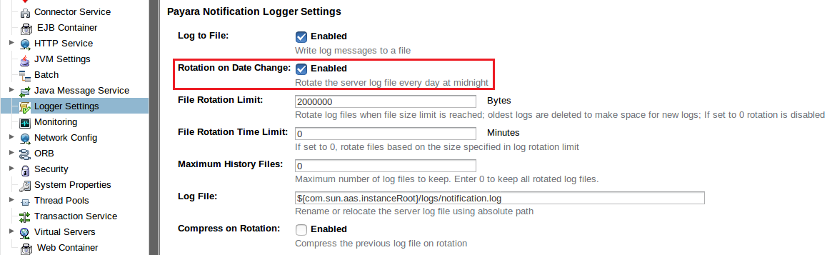 Rotation on Date Change enabled
