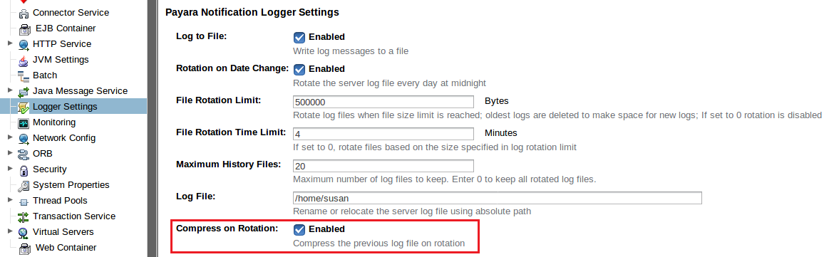 Compress on Rotation enabled