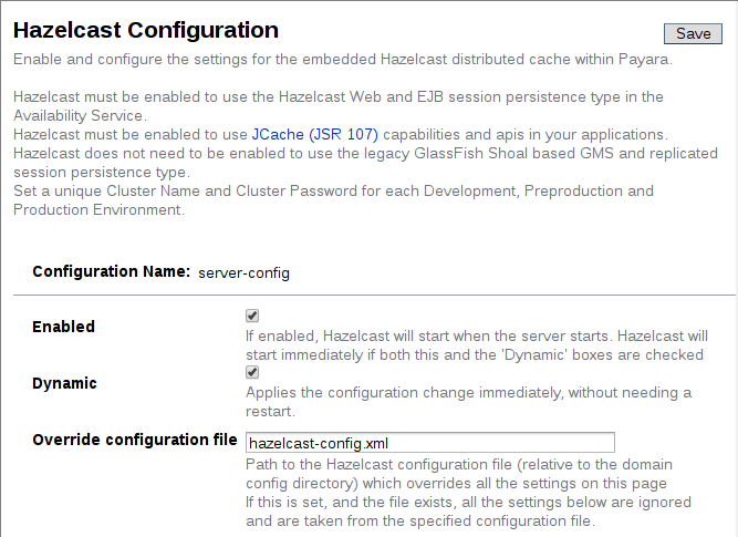 Payara Server 4.1.2.172 Hazelcast Set Configuration File