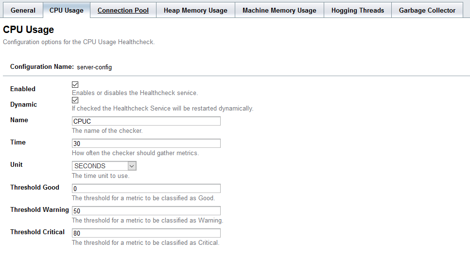 CPU Usage Checker Configuration in the Admin Console